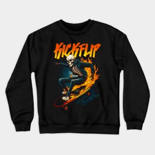 Kickflip Skeleton around on a skateboard Crewneck Sweatshirt